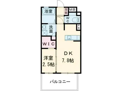 フロンティアききつIII(1DK/9階)の間取り写真