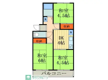 ツチヤハイツA・B (3DK/1階)の間取り写真