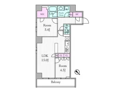 アーバンパークグランデ代官山(2LDK/2階)の間取り写真