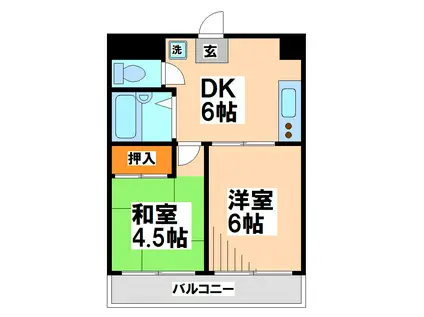 サンハイツミキ(2DK/3階)の間取り写真