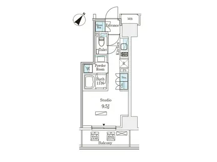 パークアクシス赤坂(ワンルーム/8階)の間取り写真
