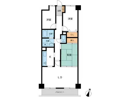 ティーキューレジデンス柏(3LDK/7階)の間取り写真