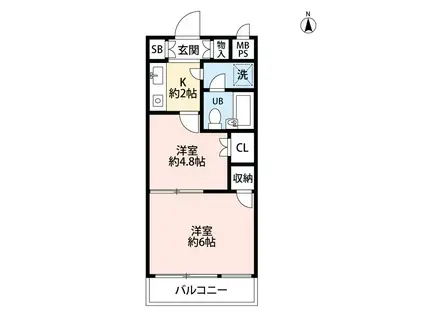 ライオンズマンション板橋中丸町(2K/2階)の間取り写真