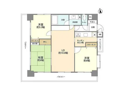 都営大江戸線 新御徒町駅 徒歩4分 11階建 築30年(3LDK/10階)の間取り写真