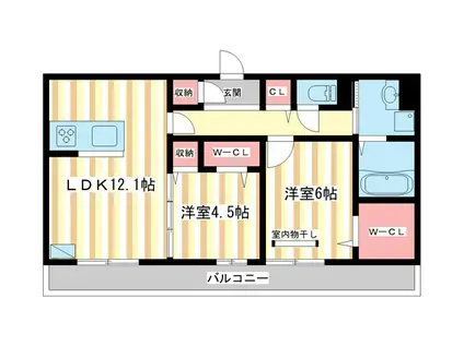 萩I・A棟(2LDK/3階)の間取り写真
