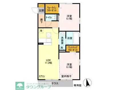 ラフィネ・ドミール参(2LDK/1階)の間取り写真