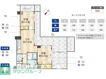 ZOOM下丸子(2DK/3階)の間取り写真
