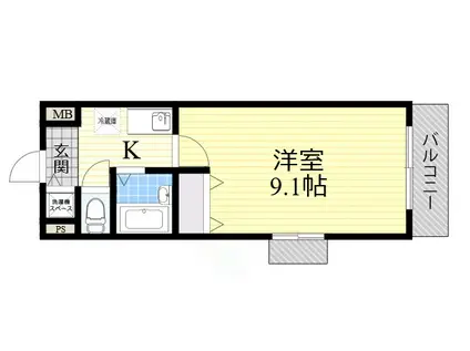 ファミールグランデサウス館(1K/1階)の間取り写真