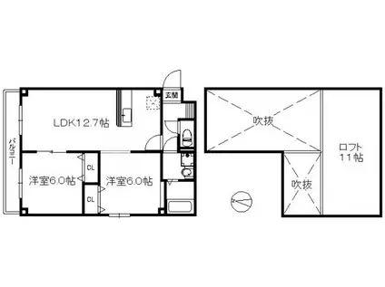 ピュール西の丘(2LDK/4階)の間取り写真