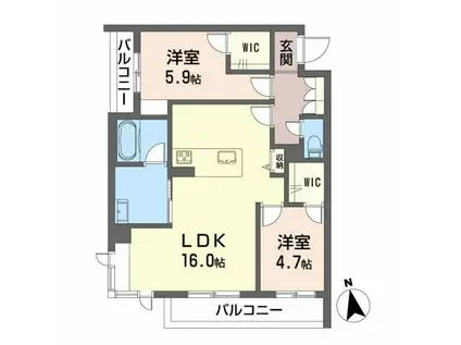 GREENAGE U(2LDK/2階)の間取り写真
