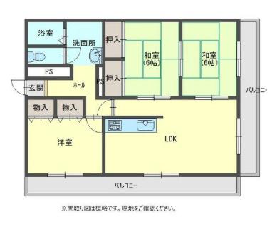 高楽ハイツ(3LDK/4階)の間取り写真