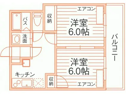 メゾン津島(2DK/1階)の間取り写真