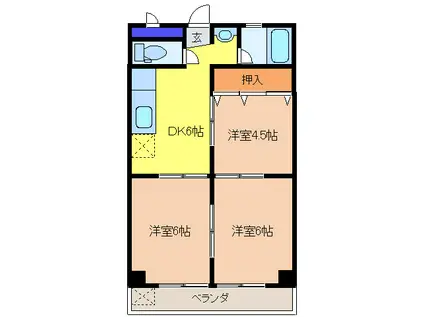 コーポナニワ(3DK/3階)の間取り写真