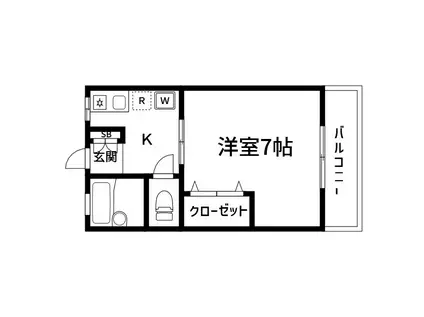 シティハイムブルースカイ(1K/1階)の間取り写真