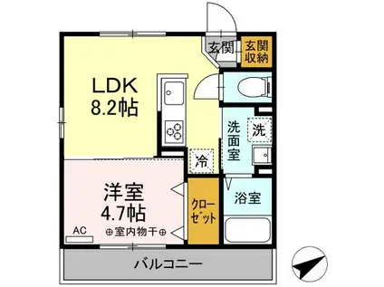グラディーヴォレ(1LDK/1階)の間取り写真