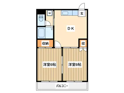 プリメールマンション(2DK/1階)の間取り写真