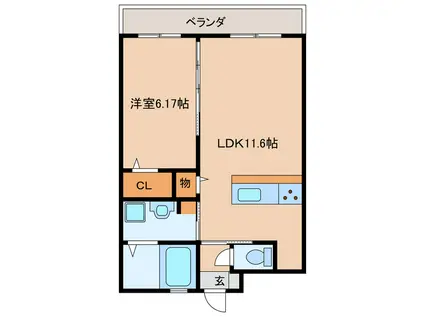 リバーストーン(1LDK/2階)の間取り写真
