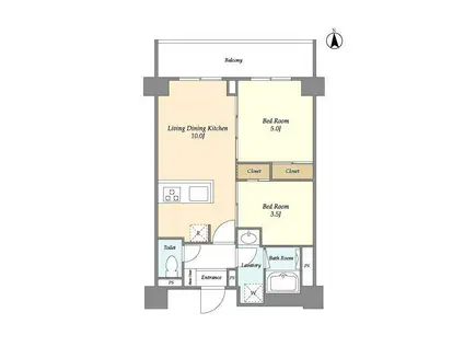 ディームス横濱神之木台(2LDK/4階)の間取り写真