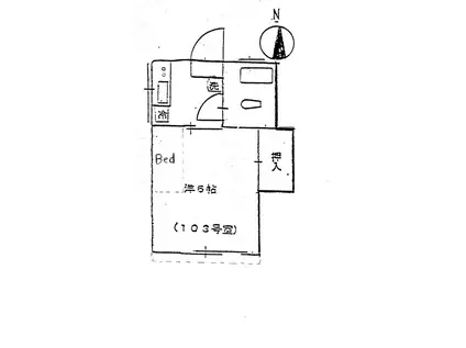 フォーチュンハウス(1K/1階)の間取り写真