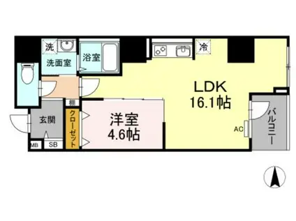 LA NEIGE中山下(1LDK/5階)の間取り写真