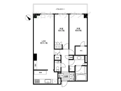 グローリオタワー横浜元町(2LDK/19階)の間取り写真