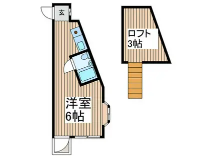 ベルコーポ(ワンルーム/2階)の間取り写真