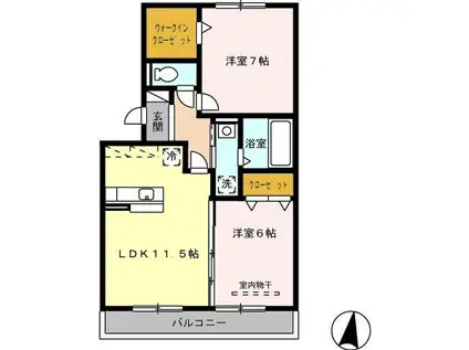 ウィステリア中吉田III(2LDK/3階)の間取り写真