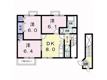 ハッピースクエアー III(3DK/2階)の間取り写真