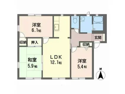 ラフォーレ 野出A(2LDK/1階)の間取り写真