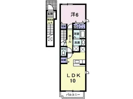 フラワーノートB(1LDK/2階)の間取り写真