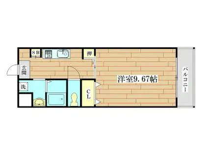 メトロノーム(1K/4階)の間取り写真