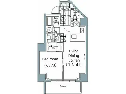 パークハビオ恵比寿(1LDK/8階)の間取り写真