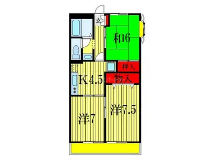 サンパレス薬円台(3K/1階)の間取り写真
