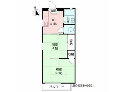 タウニィ豊後B(2K/2階)の間取り写真