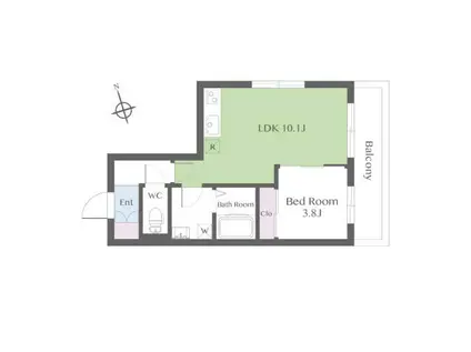 パセボナール用賀(1LDK/3階)の間取り写真