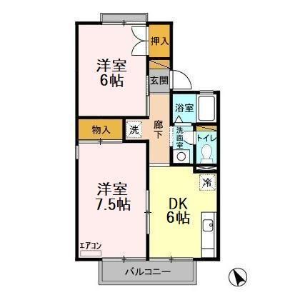 ファーストヴューラー十壱番館(2DK/2階)の間取り写真