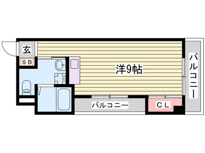 ＪＲ播但線 京口駅 徒歩8分 7階建 築38年(1K/4階)の間取り写真