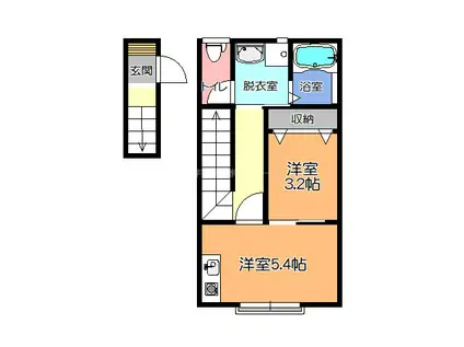 陽北ビレッジG(1DK/2階)の間取り写真