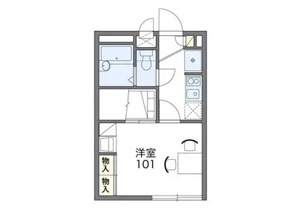 獅子ヶ谷(1K/2階)の間取り写真
