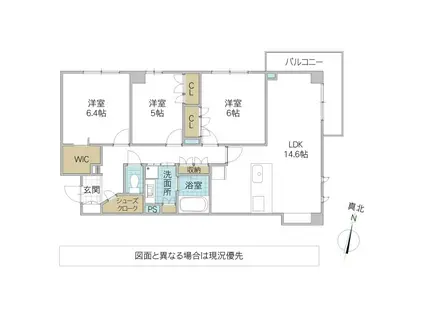 プライム フォレスト 百合ケ丘(3LDK/2階)の間取り写真