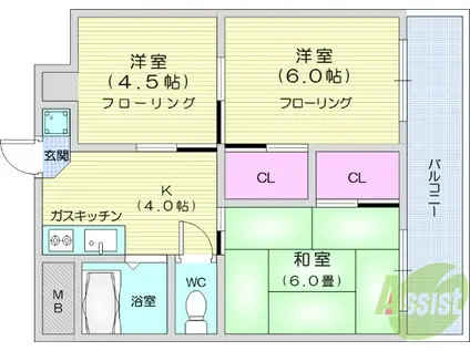 サンガーデン紘(3K/3階)の間取り写真
