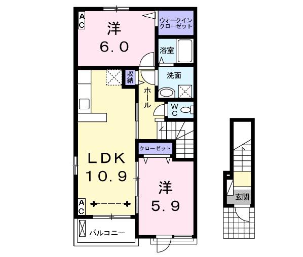 サバ-ビアン(2LDK/2階)の間取り写真