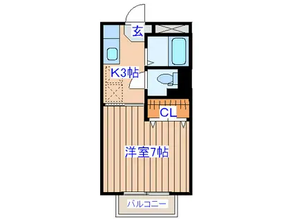 トリバンベ-ル小田原(1K/3階)の間取り写真