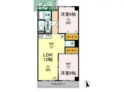 ハイライズ遠藤(2LDK/3階)の間取り写真