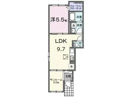 ジョイ・アクアマリンおおきA(1LDK/1階)の間取り写真