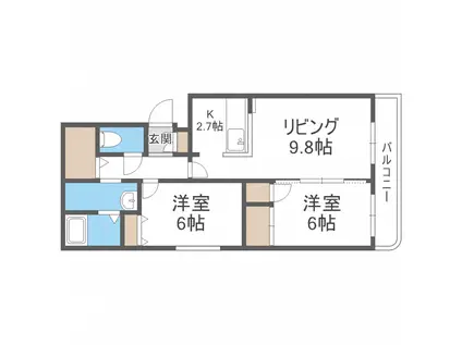 メゾンドアサヒ(2LDK/2階)の間取り写真