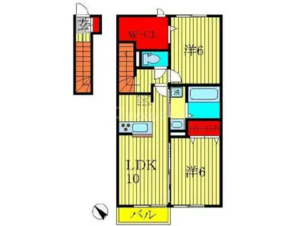 リーボン・ルーチェ(2LDK/2階)の間取り写真