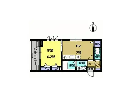 エルヴィータ(1DK/2階)の間取り写真