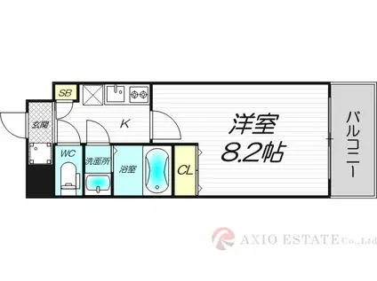 エスリード新大阪CONFORTII番館(1K/2階)の間取り写真