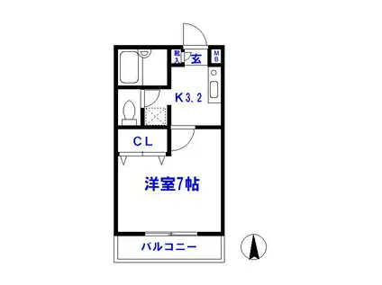 メゾンウッドベル(1K/1階)の間取り写真